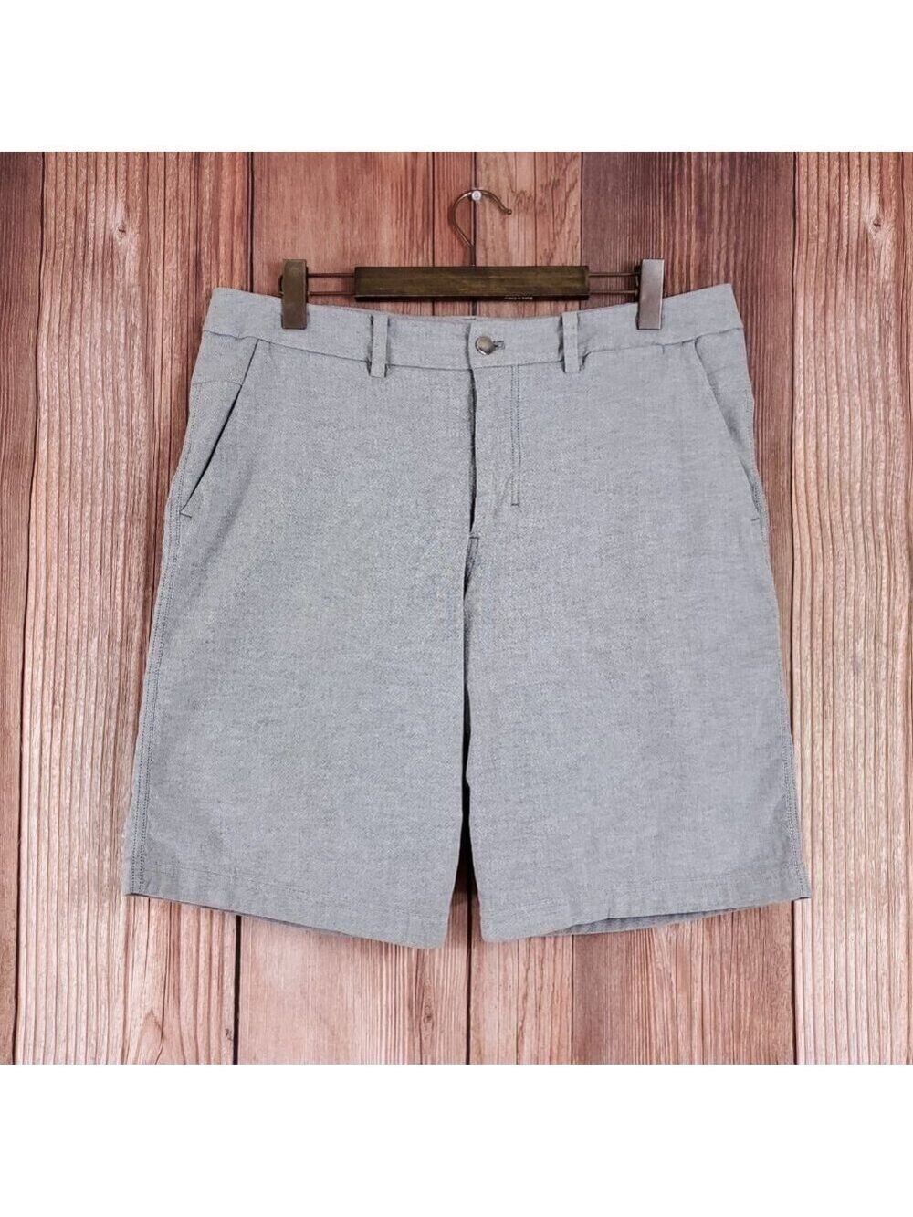 Lululemon Commission Shorts Mens Size 36X11 Gray Flat Front Casual Cotton Blend
